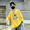 Camiseta de manga larga para niño 2026 nueva primavera y otoño de algodón puro, top casual versátil para niños mayores, camiseta de moda