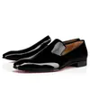 Mocasines de Cuero Genuino ACL para Hombre Suela Roja Estilo Británico Formal de Negocios Charol Brillante Slip-on Zapatos Perezosos Casuales