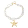 Collar Colgante de Estrella de Mar de Cristal en Polvo de Grava Estilo Fresh Ins Transfronterizo Europeo y Americano Joyería de Vacaciones en la Playa Ocio