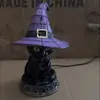 Lámparas de Sombrero de Bruja de producto nuevo transfronterizo resina gótico noche de Halloween lámpara de sombrero de gato de bruja adorno de lámpara