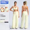 Conjunto Deportivo Ingyo Transfronterizo Sexy de Cuello Redondo de Secado Rápido con Sujetador Deportivo de Cintura Alta y Pantalones Largos de Secado Rápido para Yoga, Running y Fitness