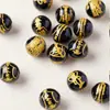 Cuentas de Obsidiana Natural con Significados Auspiciosos, Obsidiana Incrustada y Tallada en Estilo Chino, Accesorios de Joyería Taoísta