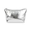 Bolsa Cosmética Prateada Armazenamento Portátil Grande Capacidade Clutch Bolsa Mini de Couro Bolsa de Armazenamento para Transporte de Maquiagem