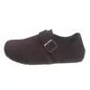 Versão em Couro de Vaca~Novo Estilo Coreano Retrô Fosco Couro Genuíno Birkenstock Sapatos para Mulheres Outdoor Fivela Slip-on Sola Grossa Sapatos Casuais