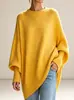 Suéter de punto oversized con cuello redondo, transfronterizo europeo y americano, otoño/invierno 2026, marca independiente, estilo holgado y relajado, suéter de color liso para mujer