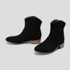 Bota feminina de couro simples, cano baixo, bico redondo, 40, salto baixo, moda, bota feminina, bota curta, 43, comércio exterior, em estoque, algodão