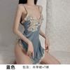 Ziqu verão sexy profundo V pijamas fino cetim renda alça dividida camisola feminina homewear terno 6013