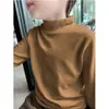 Camisetas Térmicas Gruesas de Manga Larga Cepillada con Cuello Semi-Alto para Niños y Adolescentes para Otoño e Invierno