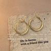 Aretes de Aro Color Plata 2024 Nuevo Estilo Caliente Sentido del Diseño Nicho Aretes de Tuerca de Aro Grande de Alta Gama Aretes Estilo Frío para Mujer