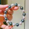 Pulseira de Cristal Artificial Redondo Grande de Cores Misturadas de Alta Qualidade 10mm Pérola de Taiti