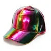 Gorra de hip-hop europea y americana transfronteriza Amazon AliExpress gorra de jazz de cuero PU colorido gorra de béisbol láser comercio exterior