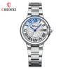 Reloj de pareja CHENXI Dawn con calendario, aguja azul, correa de acero, resistente al agua, con explosiones transfronterizas.