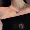 Collar de mariposa con diamantes de imitación negros para mujer, de verano, de alta gama, estilo Spice Girls, dulce y fresco, ligero, de lujo, cadena de collar, cadena de nicho.