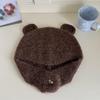 Estilo japonês bonito tridimensional urso orelha boné de lã das mulheres outono e inverno novo quente malha orelha proteção cap lei feng cap na moda