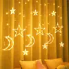 Luzes de Cortina de LED Estrela e Lua em Estoque para Quarto Varanda, Luzes Decorativas de Lua e Estrela, Pisca-Pisca Pequeno Tendência para Festas de Natal