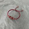 Pulseira de casal trançada com cordão vermelho de cristal de morango, design simples e nicho para meninas, pulseira de joia para atrair o amor.
