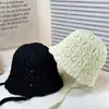 Sombrero de Sol de Paja Tejida con Cinta Park Soo-young para Niños Todo Fósforo Hueco que Muestra la Cara Pequeño de Encaje Tejido a Mano Sombrero de Pescador