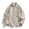 Camisa de Algodón Lavado para Hombre Explorer, Camisa de Rayas Verticales, Estilo Primavera y Otoño, Camisa Casual Simple, Camisa Juvenil de Manga Larga