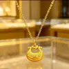 Mismo estilo que las joyerías, oro arenado, método antiguo, carácter Fu, collar con colgante de candado de lingote, colgante de candado de nube auspiciosa sólido, cadena para la clavícula, venta al por mayor