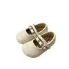 Sapatos Mary Jane de Tricô Retrô para Bebê 2026 Outono Novo Estilo Sapatos Individuais de Princesa para Meninas com Tira Dupla de Fivela Strass Sapatos Pequenos de Couro
