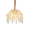 Luminária Pendente de Mesa Estilo Francês de Luxo Leve para o Quarto Principal, Cordão Pendente Romântico, Lâmpada de Cristal Vintage, Sensação de Alto Padrão, Parede de Fundo Aconchegante e Romântica