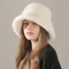 Chapéu de Pescador para Mulheres, Novo Estilo Outono e Inverno 2025, Circunferência da Cabeça Grande, Faz o Rosto Parecer Menor, Espessado, Quente, Versátil, Chapéu Balde de Pelúcia de Alta Qualidade