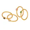 Tendencia de Moda en Metal Europeo y Americano Joyería Simple Anillo Redondo con Diamantes para Hombres y Mujeres Anillos de Pareja Acero de Titanio Que No Se Desvanecen