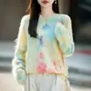 Suéter de Tricô Gola Redonda Liso de Lã Cashmere Outono/Inverno 2026 Manga Longa Feminino Estampa Escovada Top de Lã Macia