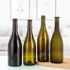 Botella de Vino Panza Grande de 750ml Botella de Vino Tinto Borgoña Botella de Vino Verde Oscuro Resistente a la Luz Botella Vacía de Vidrio para Enzimas de Frutas