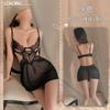 Ziqu sexy laço sedutora sexy lingerie cinta oca camisola malha quente see- através de pijamas uniforme 6229