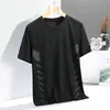 Malla Secado Rápido Manga Corta Hombre Cuello Redondo Media Manga Seda de Hielo Malla Manga Corta Top para Hombre Holgado Casual Camiseta Capa Base