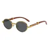 Nuevas Gafas de Sol Retro Transfronterizas con Imitación de Madera, Gafas de Sol Ovaladas de Moda Europeas y Americanas, Gafas de Sol de Alta Gama de Moda Anti-UV