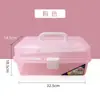 Caja de almacenamiento de tres capas multifuncional directa de fábrica caja transparente portátil para estudiantes caja de almacenamiento de plástico para pintura artística caja de herramientas de almacenamiento de plástico