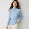Baicai Rong Malha Fina 100% Caxemira Outono/Inverno Novo Gola Alta Feminino Slim Fit Suéter Quente Camada Base