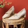 Fábrica de Origem Transfronteiriça Personalizado Sexy Salto Alto Novo Bico Quadrado Elegante Verniz Sapatilhas Salto Grosso 98375-10