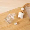 Botella Redonda Cuadrada Pequeña Difusor para Ventilación de Aire Acondicionado Botella de Muestra de Perfume Transparente con Colgante de Cuerda Botella Dispensadora de Vidrio