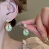 Estilo Pintura al Óleo Jardín de Monet Pendientes de Flor de Amor Perla Pendientes de Temperamento de Moda Lujo Ligero Pendientes de Gama Alta Venta al por Mayor