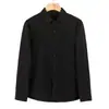 Camisa de Color Borgoña Estilo Abstinencia Delgada de Gama Alta para Hombre de Manga Larga Primavera y Otoño de Seda de Hielo Suelta con Caída Camisa Chaqueta