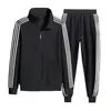 Conjunto Esportivo da Moda para Primavera e Outono para Homens e Mulheres, Roupa Esportiva Casual de Três Listras, Roupa de Corrida Transfronteiriça, Conjunto de Duas Peças Cardigã e Calça Longa