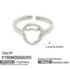 Anillo Abierto Geométrico Hueco de Acero Inoxidable Set, Diseño Compacto Estilo Francés, Anillo de Dedo Bestseller Transfronterizo, Estilo Minimalista Fresco