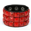 Pulsera Punk Multicolor Cuadrada para Uñas de PU Pulsera de Cuero Lote de Color Mixto Pulsera de Imitación de Cuero Joyería de Cuero Más Vendida