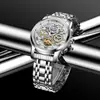 Reloj para hombre de moda Kaidu, estilo mecánico de negocios, diseño hueco, reloj automático de cuarzo para hombre, correa de acero fino, reloj para hombre