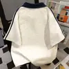 Camiseta Polo de Algodão 100% Puro Estilo Americano com Desenhos, Manga Curta, para Homens e Mulheres, Verão, Caimento Solto, Emagrecedor, Par Casual, Tendência