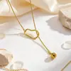 Corrente de suéter com contas redondas prateadas estilo indiferente feminina tendência ins design nicho minimalista corrente de suéter oca geométrica colar