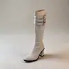 Encuentro de Primera Temporada 3 Hebilla 2026 Nuevo Estilo Botas Largas de Caballero para Mujer Tacones Gruesos Altos Elásticas Punta Redonda Adelgazantes Botas Altas Ajustadas