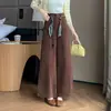 Nuevos Pantalones Casuales de Algodón Denim de Cintura Alta con Cinturón, Diseño Adelgazante, Pierna Ancha Suelta para Mujer, Otoño 2026
