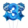 Set de Globos Azules de Papel de Aluminio Digitales de 32 pulgadas para Fiesta de Cumpleaños, Accesorios para Fotos, Suministros
