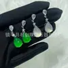 Pendientes de Plata 925 con Aguja Incrustada de Calcedonia Verde Estilo Chino, Elegantes Pendientes Colgantes de Ágata Princesa Fugitiva Jade