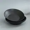 Prato Fundo para Sopa de Plástico Profundo Listrado Horizontal Minimalista Nórdico Tigela Profunda Comercial Prato Profundo Tigela para Salada de Frutas Louça Preta