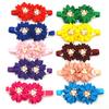 Nueva Mascota Hecho a Mano Flor de Cabeza Lazo Pajarita Dos Flores Más Perla y Diamante Accesorios Gato Perro Ajustable
